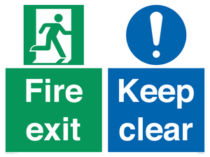 Fire exit Keep clear dual sign